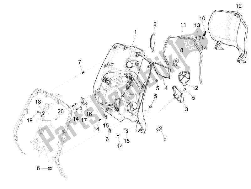 Todas las partes para Guantera Frontal - Panel De Rodilleras de Vespa Sprint 50 4T 4V USA 2014