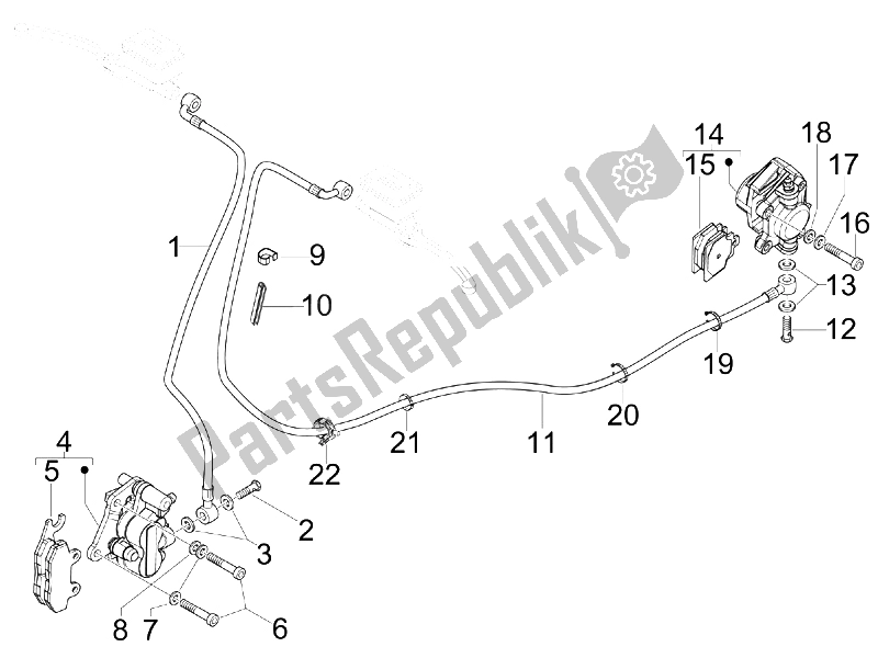 Alle onderdelen voor de Remleidingen - Remklauwen van de Vespa GTS 300 IE USA 2009