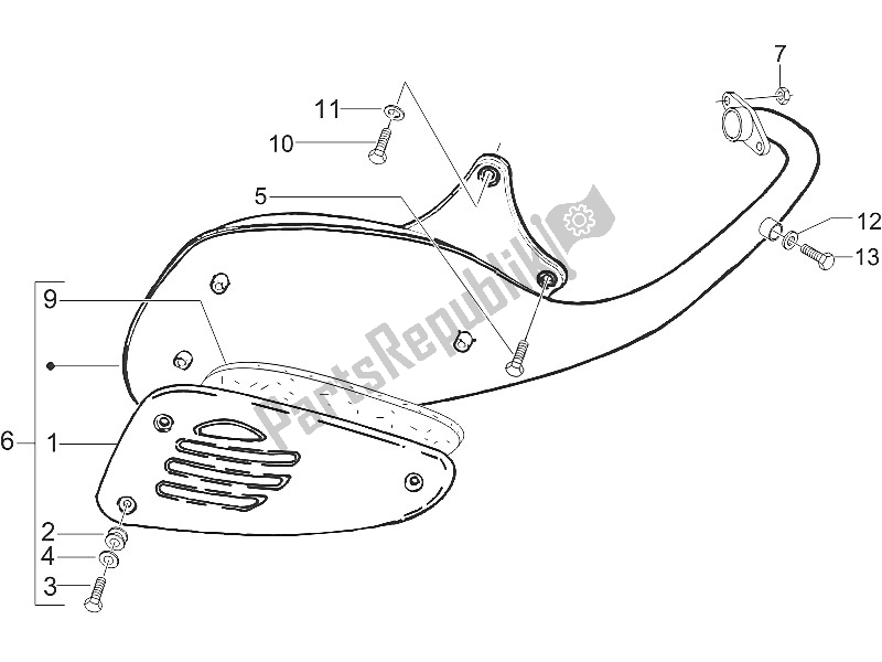 Todas las partes para Silenciador de Vespa LXV 50 2T CH 2006