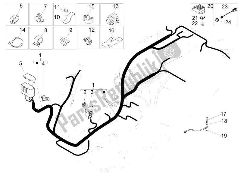 Alle onderdelen voor de Hoofdkabelboom van de Vespa Vespa Sprint 50 2T EU 2014