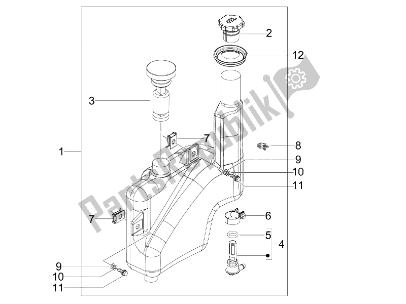 All parts for the Oil Tank of the Vespa S 50 2T College 2007