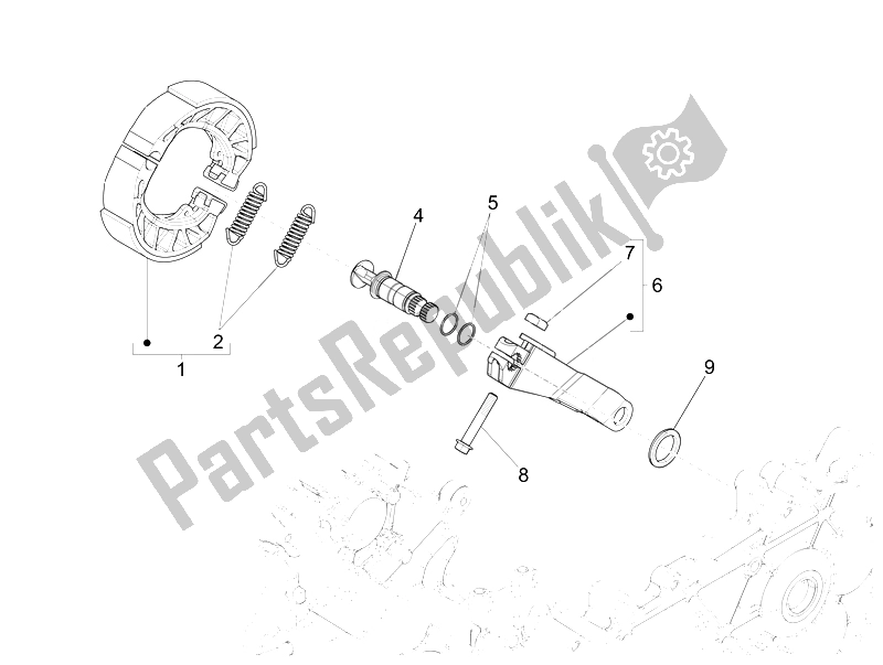 All parts for the Rear Brake - Brake Jaw of the Vespa Sprint 50 2T2V 2014