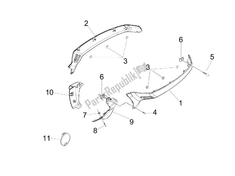 Toutes les pièces pour le Couvercle Latéral - Spoiler du Vespa Granturismo 200 L UK 2005