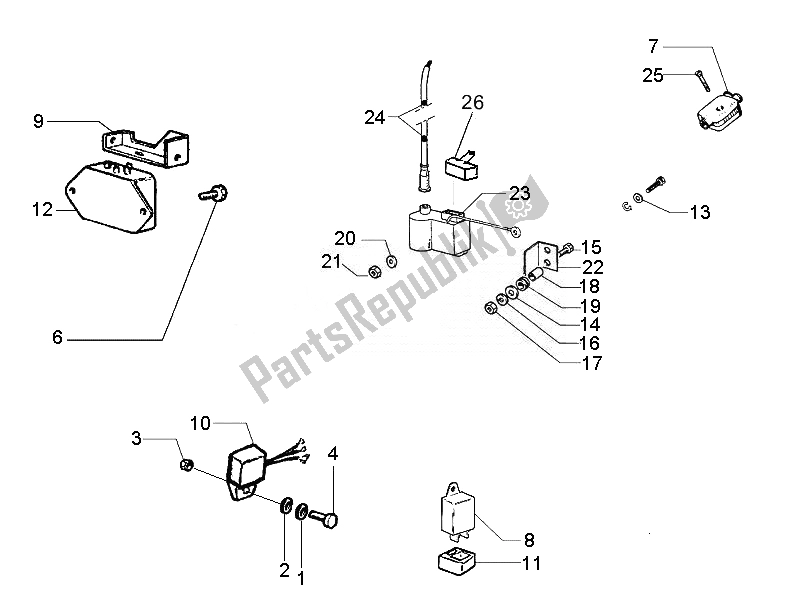 Tutte le parti per il Regolatori Di Tensione - Centraline Elettroniche (ecu) - H. T. Bobina del Vespa PX 125 30 Anni 2007