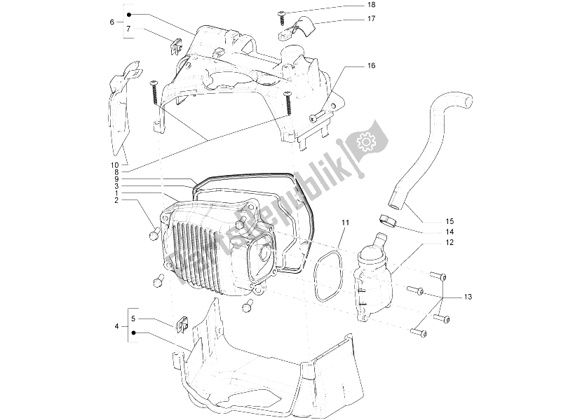 All parts for the Cylinder Head Cover of the Vespa LX 150 4T IE E3 Vietnam 2011