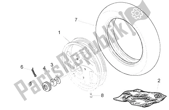 All parts for the Rear Wheel of the Vespa LX 50 2T 2005