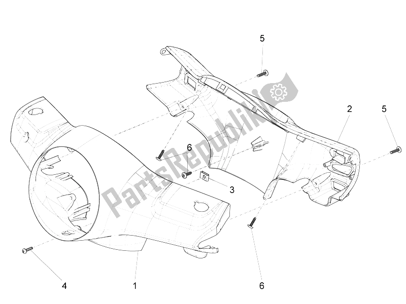 All parts for the Handlebars Coverages of the Vespa LX 150 4T 3V IE Vietnam E3 2012