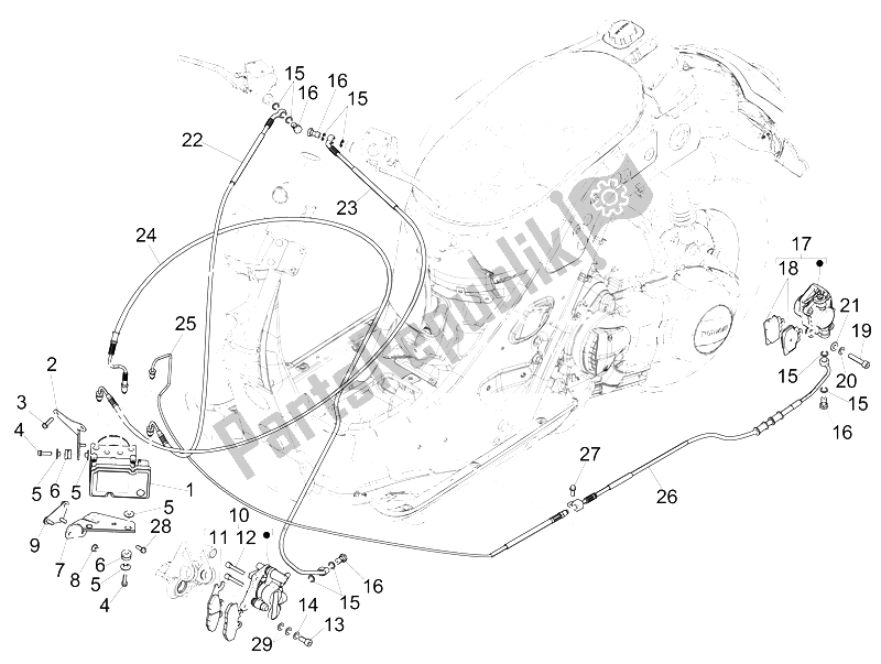 Toutes les pièces pour le Tuyaux De Freins - étriers (abs) du Vespa GTS 300 IE 2012