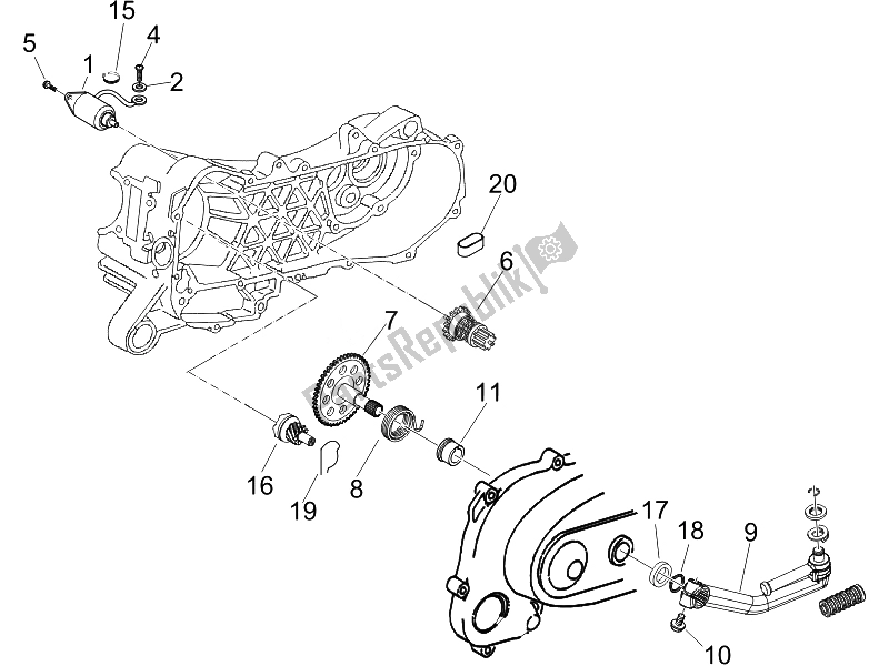 Toutes les pièces pour le Stater - Démarreur électrique du Vespa LX 150 4T USA 2007