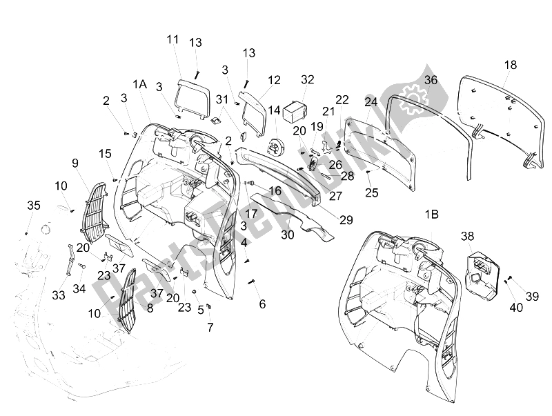 Toutes les pièces pour le Boîte à Gants Avant - Panneau De Protection Des Genoux du Vespa GTS 300 IE 2012