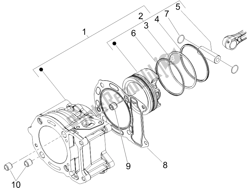 Toutes les pièces pour le Unité Cylindre-piston-axe De Poignet du Vespa GTS 125 4T E3 2007