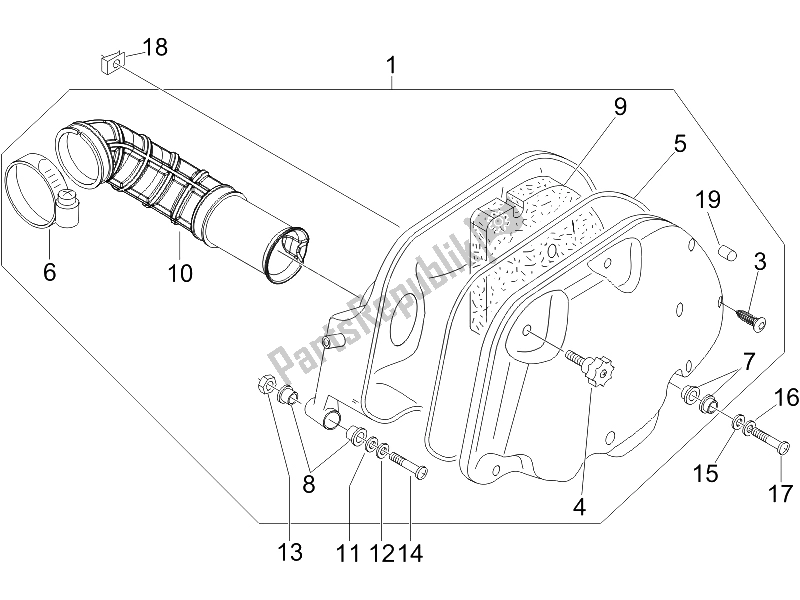 Toutes les pièces pour le Filtre à Air du Vespa GTV 250 IE 2006