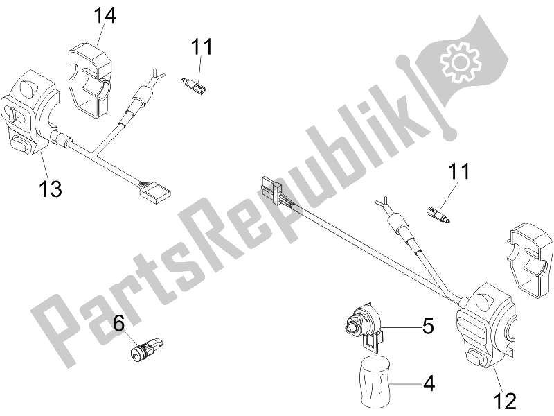 Toutes les pièces pour le Sélecteurs - Interrupteurs - Boutons du Vespa GTV 125 4T E3 UK 2006