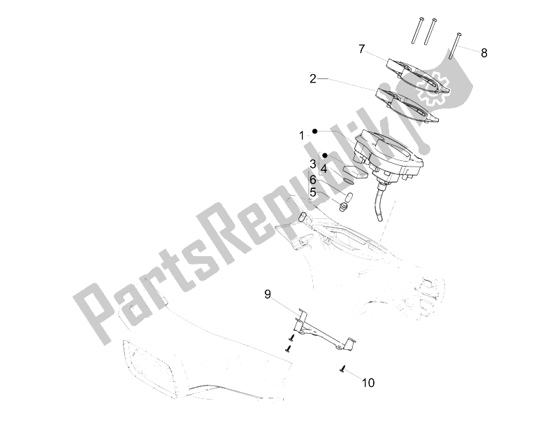 All parts for the Meter Combination-dashbord of the Vespa S 150 4T 2V IE E3 College 2009