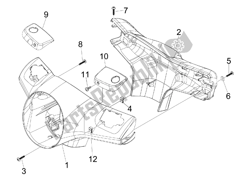 Toutes les pièces pour le Couvertures De Guidon du Vespa GTS Super 150 IE 4T 3V 2014