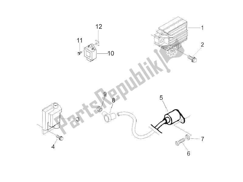 All parts for the Voltage Regulators - Electronic Control Units (ecu) - H. T. Coil of the Vespa LX 125 4T E3 Vietnam 2009