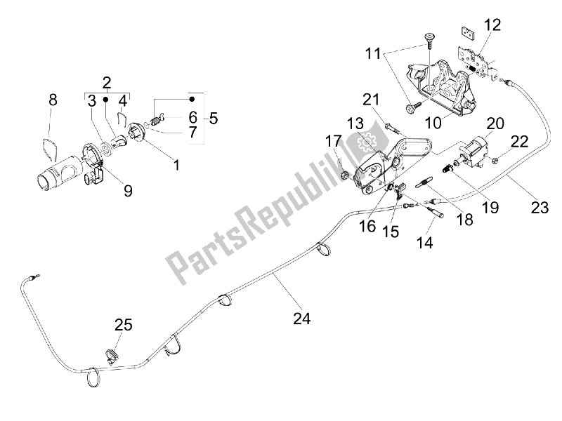 All parts for the Locks of the Vespa GTS 300 IE USA 2009