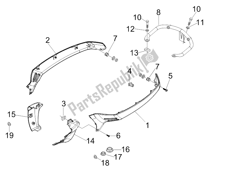 Toutes les pièces pour le Couvercle Latéral - Spoiler du Vespa LX 150 4T E3 2009