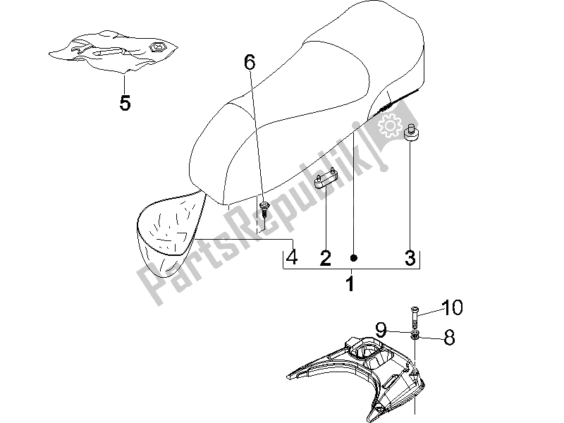 Toutes les pièces pour le Selle / Sièges du Vespa GTV 125 4T E3 UK 2006