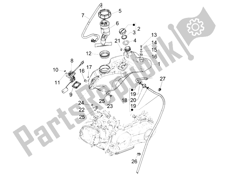 Alle onderdelen voor de Benzinetank van de Vespa Sprint 125 4T 3V IE Vietnam 2014