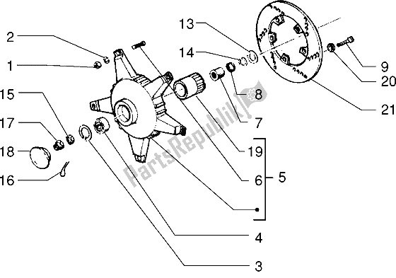 All parts for the Front Drum of the Vespa PX 125 E 1992