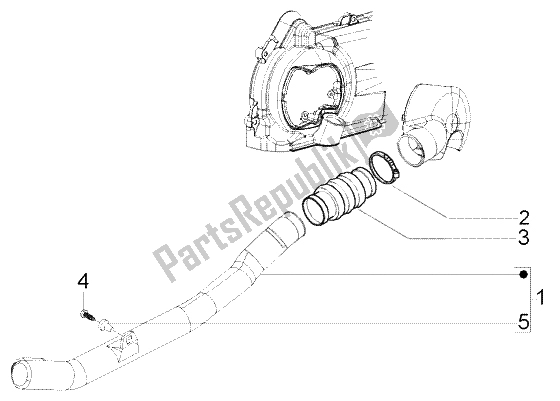 All parts for the Belt Cooling Tube of the Vespa LX 150 2005