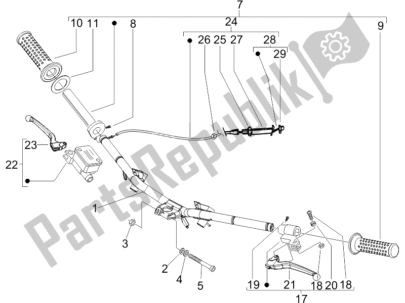 All parts for the Handlebars - Master Cil. Of the Vespa LX 150 4T USA 2006