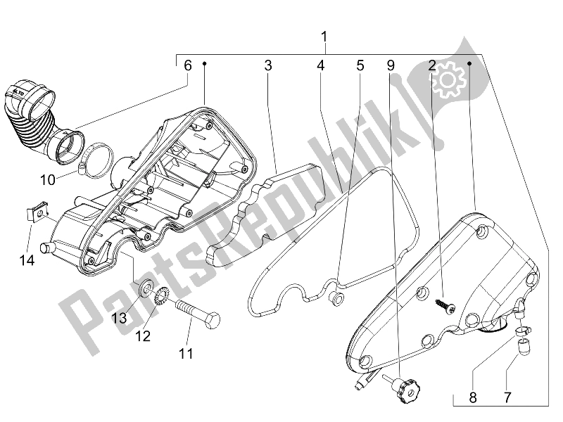 Toutes les pièces pour le Filtre à Air du Vespa LXV 50 4T 25 KMH 2012