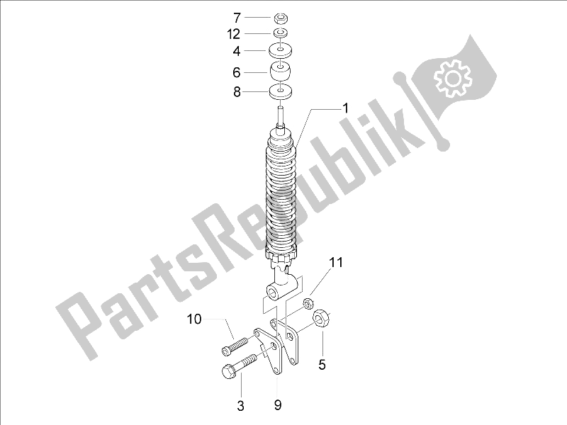 Toutes les pièces pour le Suspension Arrière - Amortisseur / S du Vespa LX 150 4T E3 2009