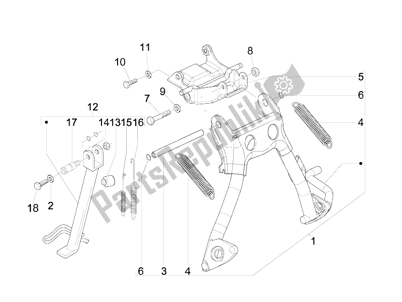 Todas las partes para Soporte / S de Vespa LX 50 2T E2 Touring 30 KMH 2010