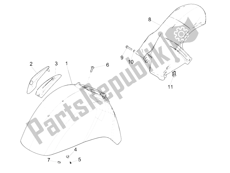 Toutes les pièces pour le Logement De Roue - Garde-boue du Vespa GTS 125 4T IE Super E3 2009