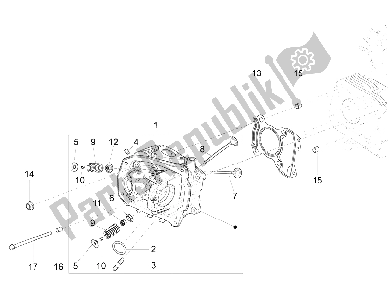 Toutes les pièces pour le Unité De Tête - Valve du Vespa LX 125 4T 3V IE Vietnam 2012