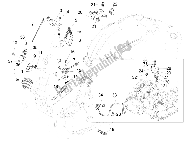 All parts for the Voltage Regulators - Electronic Control Units (ecu) - H. T. Coil of the Vespa 150 4T 3V IE Primavera 2014