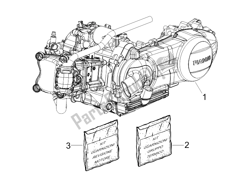 Todas las partes para Ensamblaje Del Motor de Vespa GTS 250 2005