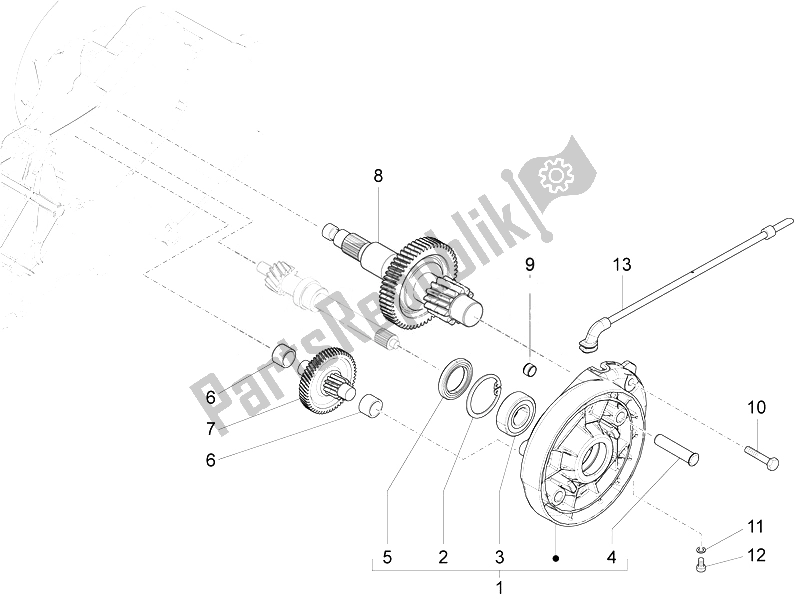 All parts for the Reduction Unit of the Vespa Vespa Sprint 50 4T 4V EU 2014