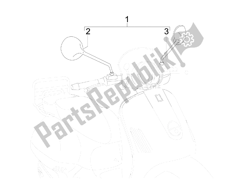 All parts for the Driving Mirror/s of the Vespa LXV 125 4T Navy E3 2007