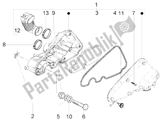 All parts for the Air Cleaner of the Vespa LX 125 2005