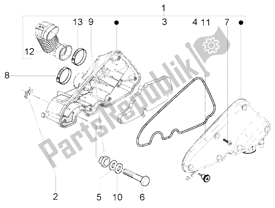 Alle onderdelen voor de Luchtfilter van de Vespa LX 125 2005