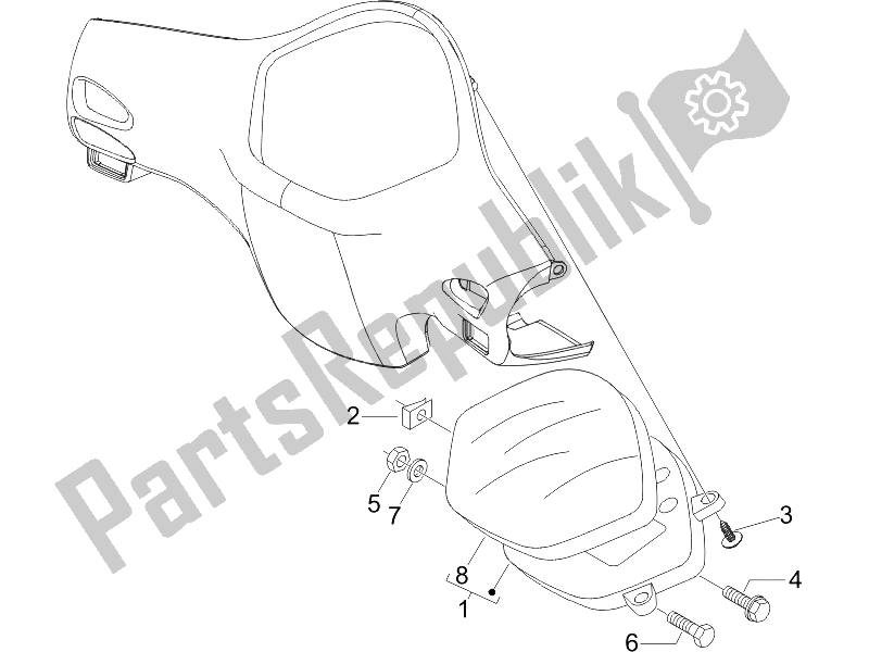 All parts for the Meter Combination-dashbord of the Vespa GTS 250 UK 2005