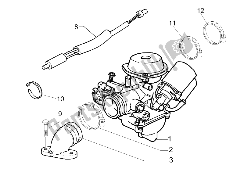 Toutes les pièces pour le Carburateur, Montage - Tuyau Union du Vespa LX 150 4T 2006