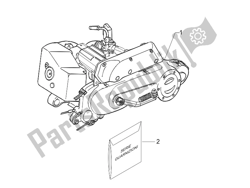 All parts for the Engine, Assembly of the Vespa LXV 50 2T CH 2006