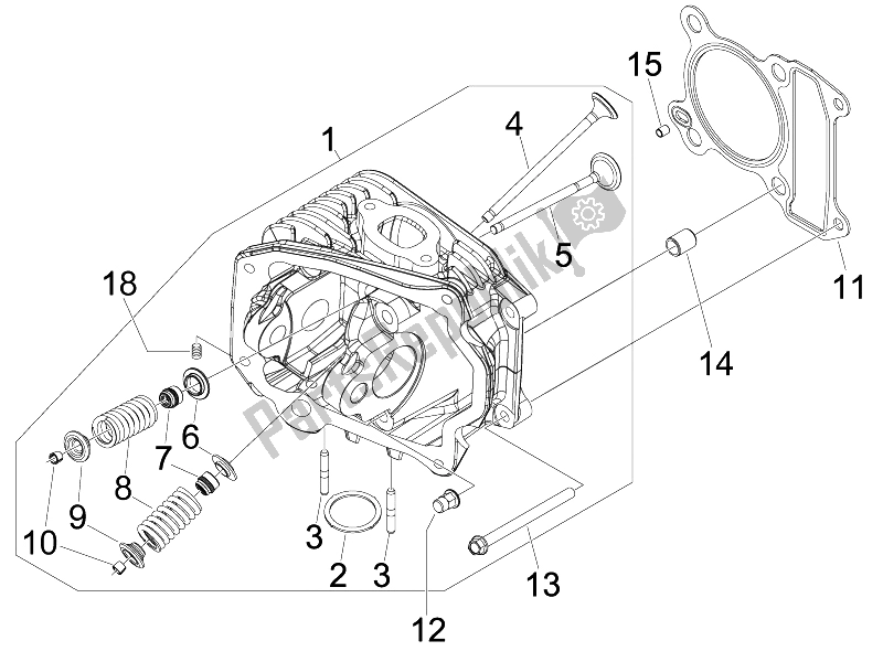 Toutes les pièces pour le Unité De Tête - Valve du Vespa S 150 4T USA 2007