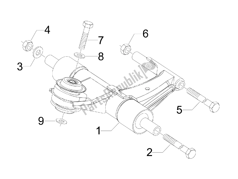 Toutes les pièces pour le Bras Oscillant du Vespa LXV 50 2T Navy 2007