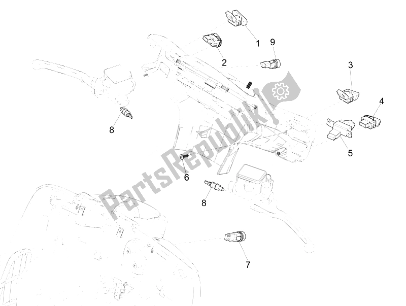 All parts for the Selectors - Switches - Buttons of the Vespa GTS 300 IE ABS China 2014