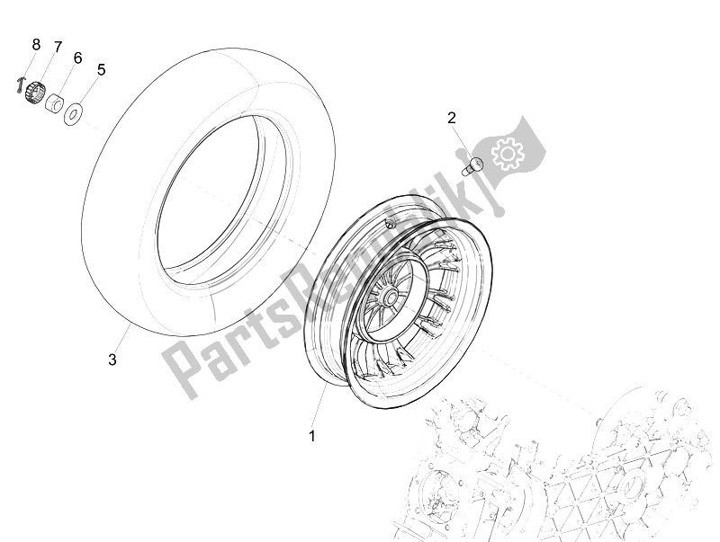 Toutes les pièces pour le Roue Arrière du Vespa Sprint 50 4T 4V USA 2014