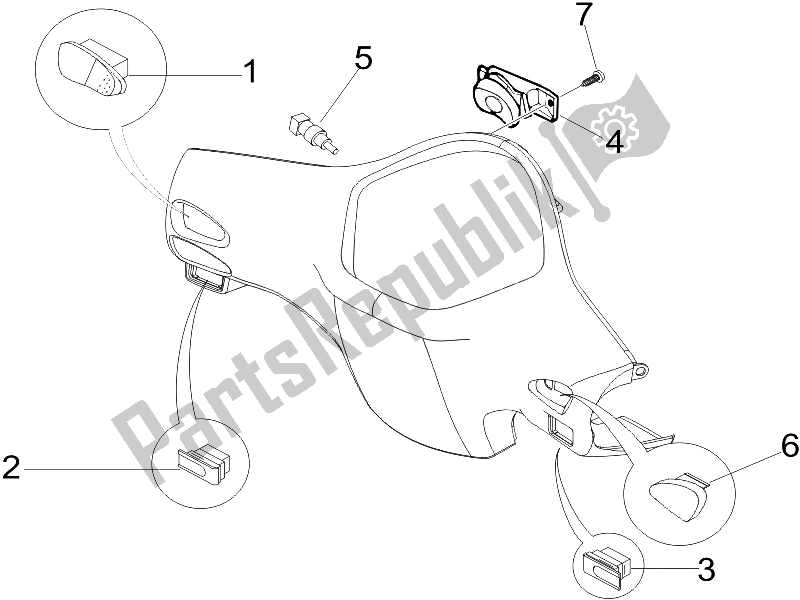 Toutes les pièces pour le Sélecteurs - Interrupteurs - Boutons du Vespa LX 150 4T USA 2006