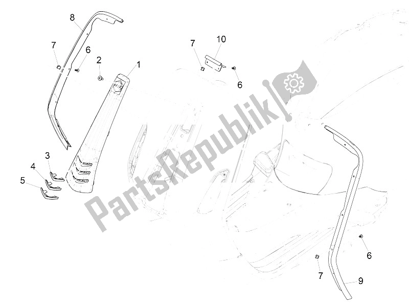 Alle onderdelen voor de Voorste Schild van de Vespa Vespa Sprint Iget 125 4T 3V ABS EU 2016