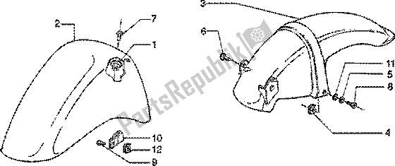 Toutes les pièces pour le Garde-boue Avant Et Arrière du Vespa ET2 50 1997