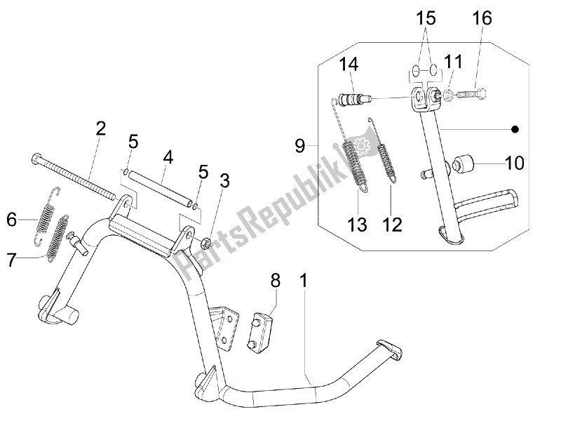 Todas as partes de Suporte / S do Vespa S 125 4T E3 UK 2007