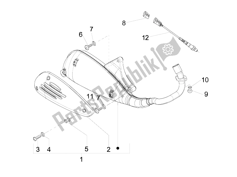 All parts for the Silencer of the Vespa LX 125 4T IE E3 Touring 2010